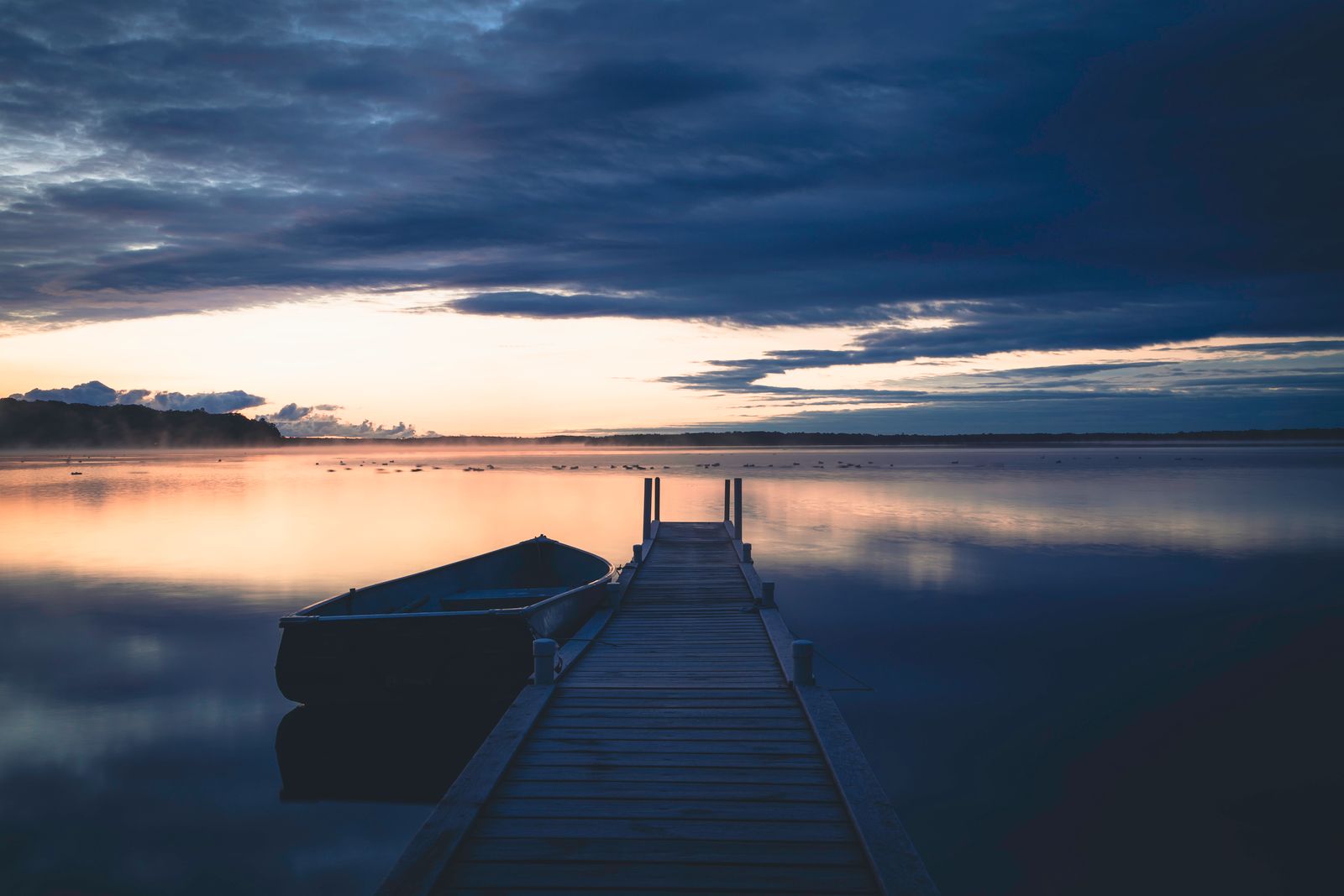 Lake Michigan dock at dusk